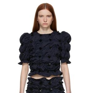 Shushu/Tong Navy Beaded Top Size 6